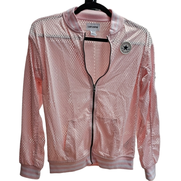 Converse Girl's Lightweight Pink Mesh Varsity Jacket, Size Large, 12-13 Years - Picture 6 of 8